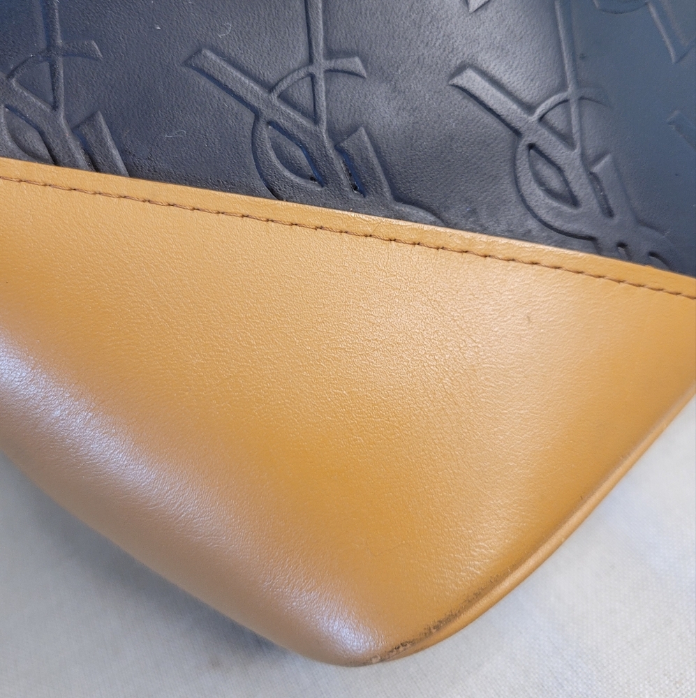 Yves Saint Laurent Cassandra YSL Monogram Tote Bag In Black and Tan - Picture 10 of 16